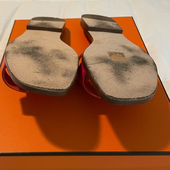 HERMES Oran Sandal Rose Flash/Orange Size 37 - Picture 8 of 10